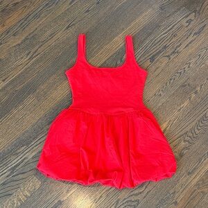 Mango Bubble Hem Tank Cotton Red Mini Dress size Small / 2 NWOT